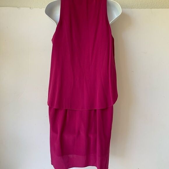 ELIZABETH AND JAMES FUSCHIA SILK FLOWY SHORT DRESS - Picture 6 of 12